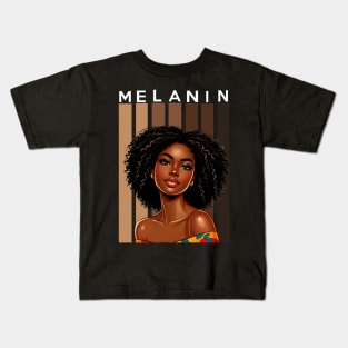 Melanin Shades Beauty Afrocentric Afro Queen Kids T-Shirt